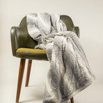 Faux Fur Heated Throw 50" X 60" //  Gray + White