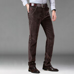 Classic Fit Stretchy Corduroy Pants // Dark Brown (34WX34L)