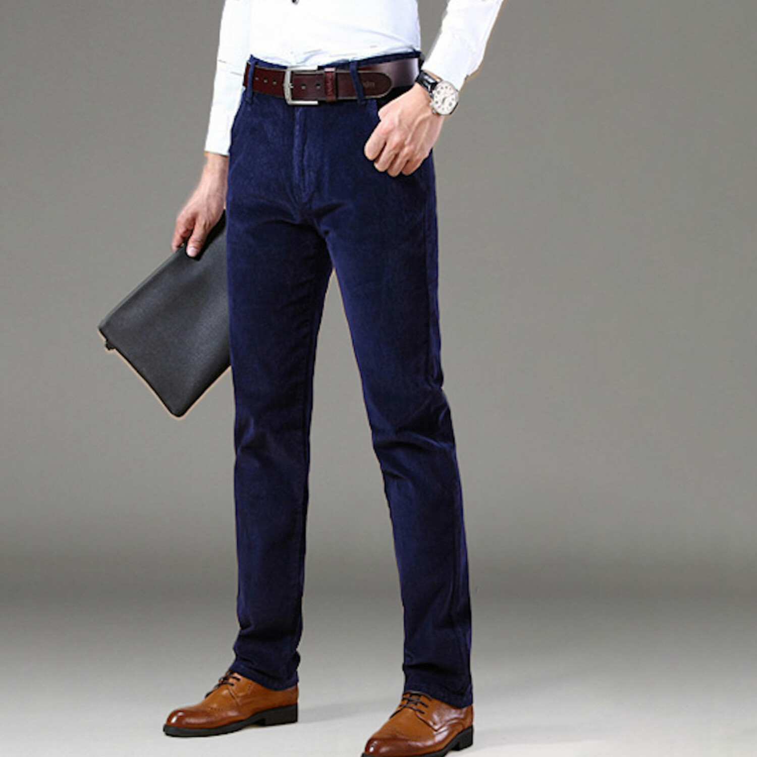 Tailored Fit Casual Corduroy Pants // Blue (34) - Amedeo Exclusive ...