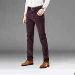 Classic Fit Stretchy Corduroy Pants // Purple (28WX30L)