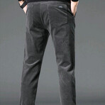 Contrast Seamed Stretchy Corduroy Pants // Gray (36WX34L)