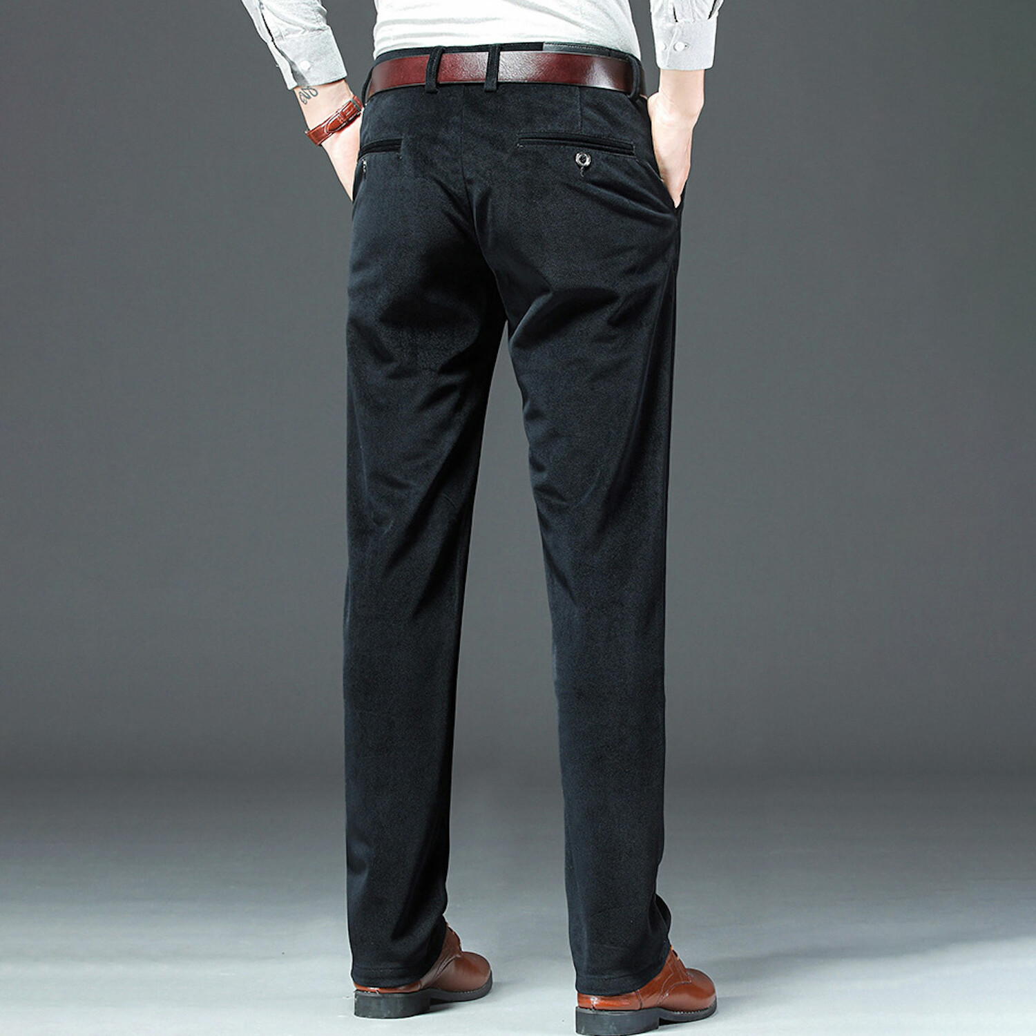Slit Pocket Casual Corduroy Pants // Black (28) - Amedeo Exclusive ...