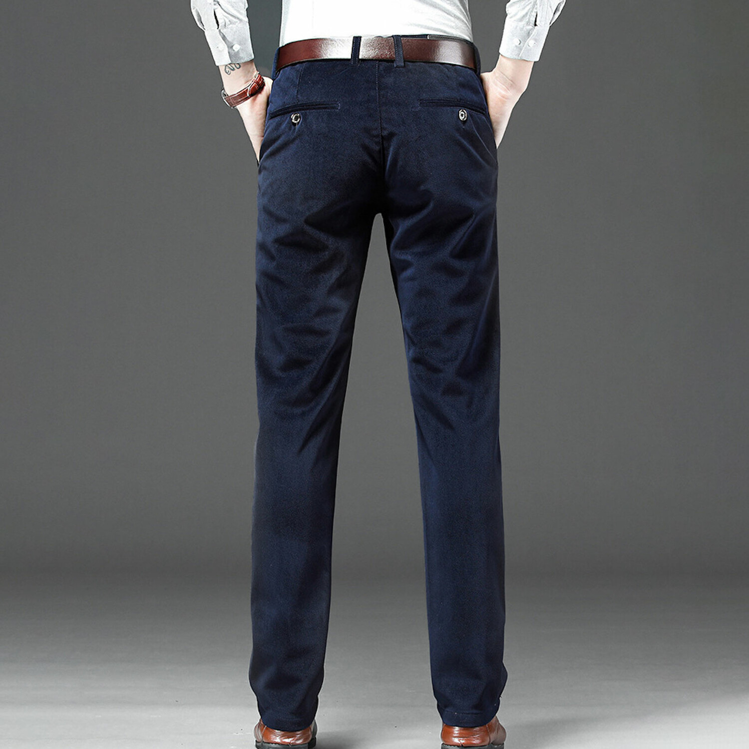 Slim Fit Five Pocket Corduroy Pants // Navy Blue (34WX34L) - Amedeo ...
