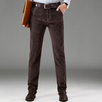 Classic Fit Stretchy Corduroy Pants // Dark Brown (34WX34L)