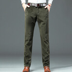 Slit Pocket Corduroy Pants // Green (28WX30L)