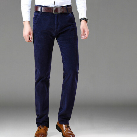 Tailored Fit Casual Corduroy Pants // Blue (28WX30L)