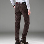 Classic Fit Stretchy Corduroy Pants // Dark Brown (30WX32L)