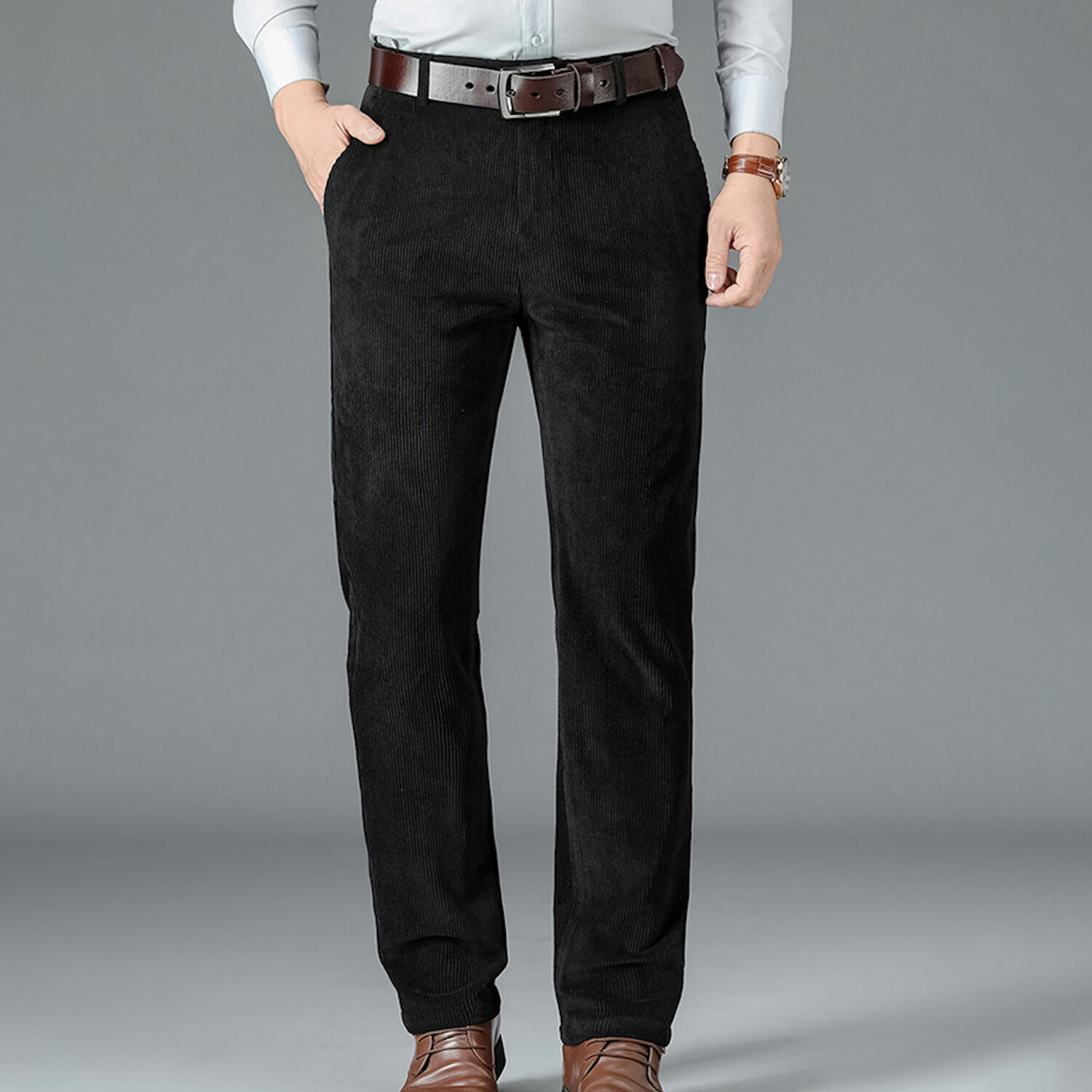 Slim Fit Five Pocket Corduroy Pants // Black (40WX34L) - Amedeo ...