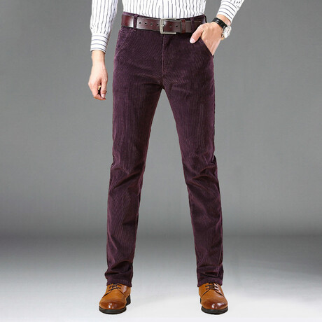 Tailored Fit Casual Corduroy Pants // Purple (28WX30L)