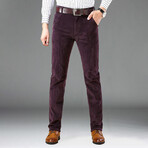 Classic Fit Stretchy Corduroy Pants // Purple (31WX32L)