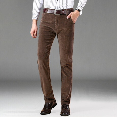 Tailored Fit Casual Corduroy Pants // Brown (28WX30L)