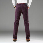 Classic Fit Stretchy Corduroy Pants // Purple (29WX30L)