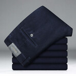 Slit Pocket Corduroy Pants // Navy Blue (30WX32L)