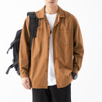 Button Up Shirt Jacket // Orange (L)