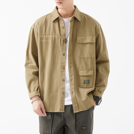 Button Up Shirt Jacket // Khaki // Style 2 (XS)