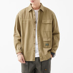 Button Up Shirt Jacket // Khaki // Style 2 (S)