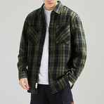 Plaid Button Up Jacket // Green (S)