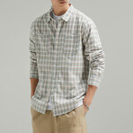 Plaid Button Up Shirt // Gray (L)