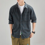 Plaid Button Up Jacket // Blue (XS)