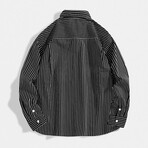Striped Button Up Shirt // Black + White (S)