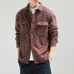 Patterned Button Up Jacket // Red (M)
