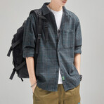 Plaid Button Up Jacket // Blue (XS)