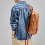 Striped Button Up Jacket // Blue (XL)