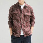 Patterned Button Up Jacket // Red (L)