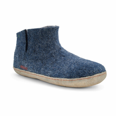 Slipper Boot Natural Rubber Sole  // Navy Blue (Euro: 40)