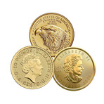 1/10 oz World Gold Collection // American Gold Eagle // Canadian Gold Maple // Gold Britannia // Wood Presentation Box