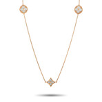 Louis Vuitton // Blossom 18K Rose Gold Diamond + Mother of Pearl Sautoir Necklace // 36" // Estate
