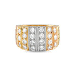 Van Cleef & Arpels // 18K Yellow Gold + 18k White Gold + 18k Rose Gold Diamond Wide Band Ring // Ring Size: 5.5 // Estate