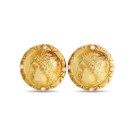 SeidenGang // 18K Yellow Gold Diamond Clip-On Earrings // Estate