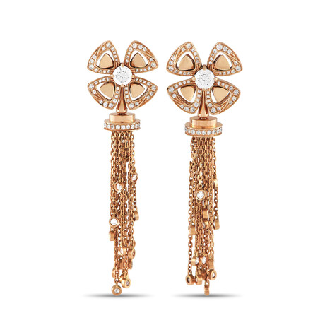 Bulgari // Fiorever Orecchini 18K Rose Gold Diamond Earrings // Estate