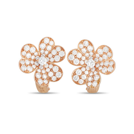 Van Cleef & Arpels // Frivole 18K Rose Gold Diamond Small Model Earrings // Estate