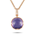 Bulgari // Parentesi 18K Rose Gold Diamond + Amethyst Pendant Necklace // 18" // Estate