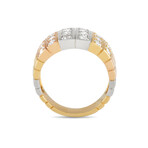 Van Cleef & Arpels // 18K Yellow Gold + 18k White Gold + 18k Rose Gold Diamond Wide Band Ring // Ring Size: 5.5 // Estate
