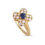 Van Cleef & Arpels // Trefle 18K Yellow Gold Diamond + Sapphire Ring // Ring Size: 5.75 // Estate