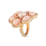 Zydo // 18K Rose Gold Diamond + Coral Ring // Ring Size: 6.75 // Estate