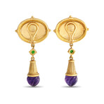 SeidenGang // 18K Yellow Gold Amethyst Clip-On Dangle Earrings // Estate