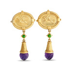 SeidenGang // 18K Yellow Gold Amethyst Clip-On Dangle Earrings // Estate
