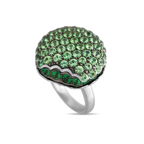Boucheron // 18K White Gold Tsavorite Macaron Ring // Ring Size: 5.25 // Estate