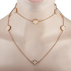 Louis Vuitton // Blossom 18K Rose Gold Diamond + Mother of Pearl Sautoir Necklace // 36" // Estate