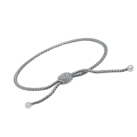 John Hardy Classic Chain Sterling Silver + Diamond Pull-Through Bracelet // 5"-9" // Store Display