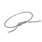 John Hardy Classic Chain Sterling Silver + Diamond Pull-Through Bracelet // 5"-9" // Store Display