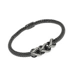 John Hardy Classic Chain Black Rhodium + Sterling Silver Diamond Station Bracelet // 7" // Store Display