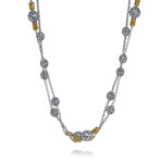 Sterling Silver + 18K Yellow Gold Station Necklace // 32" // Store Display