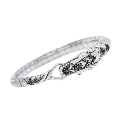 John Hardy Legends Naga Sterling Silver + Black Sapphire Dragon Clasp Bracelet // 7" // Store Display