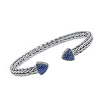John Hardy Classic Chain Sterling Silver + Blue Sapphire Arrow Cuff Bracelet // 6.25" // Store Display