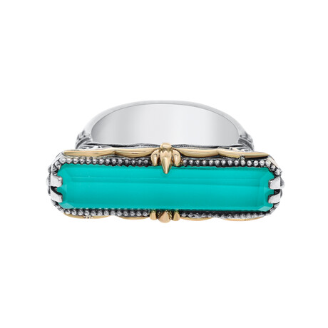 Konstantino Sterling Silver + 18K Yellow Gold Chalcedony Doublet Ring // Ring Size: 7 // Store Display